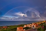 Panorama with rainbow from Funtana Meiga Oristano Sardinia Italy