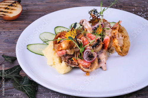 Photography mashed chicken fricassee