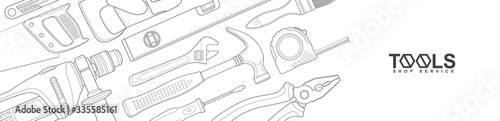 Fotografie, Tablou Construction concept tools shop service banner set all of tools supplies for hou