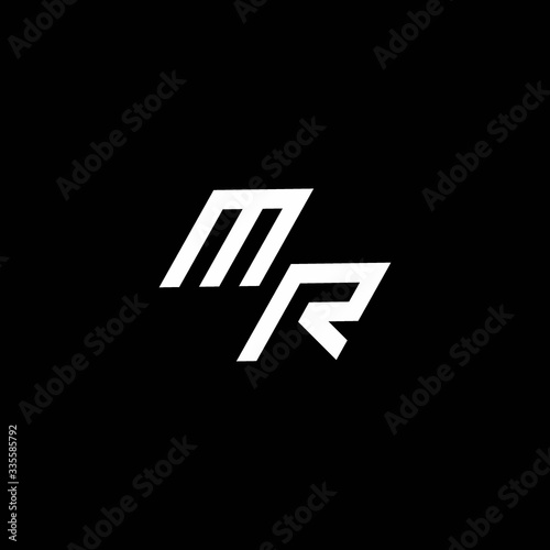MR logo monogram with up to down style modern design template