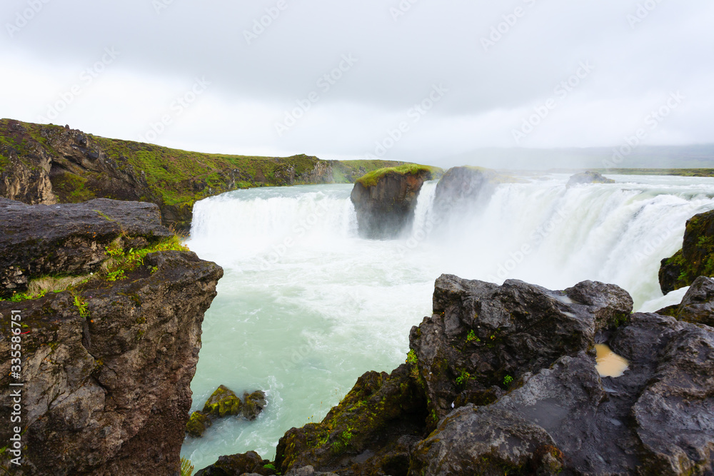 Godafoss falls in summer season view, Iceland Godafoss falls in summer season view, Iceland
