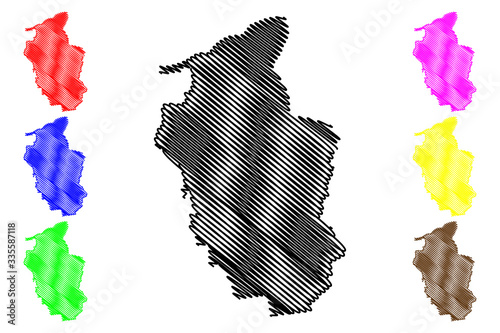 Sala Municipality (Republic of Latvia, Administrative divisions of Latvia, Municipalities and their territorial units) map vector illustration, scribble sketch Sala map