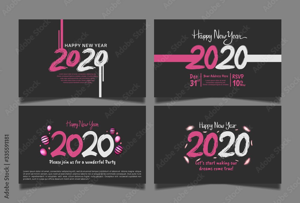 2020 Happy New Year vector design set. design illustration can be use for poster, banner, background and celebration event
