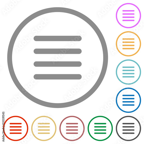Text align justify flat icons with outlines