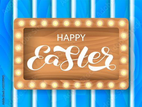Happy Easter brush lettering. Vector stock illustration for banner or poster