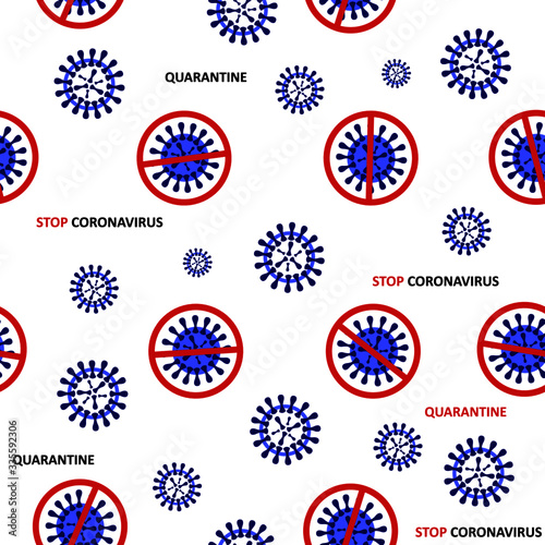 Seamless Coronavirus pattern on transparent background. COVID-19. 2019-nCoV. Stop Coronavirus,  quarantine and epidemic concept. 