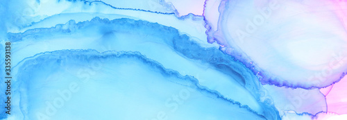 Art Abstract paint blots background. Alcohol ink colors. Marble texture. Horizontal long banner.