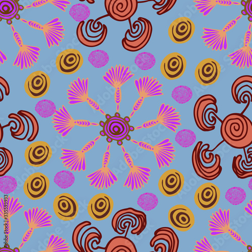 Vector illustration. Abstract multicolored bright seamless floral pattern. Design for wallpaper, covers, cards, prints.	
