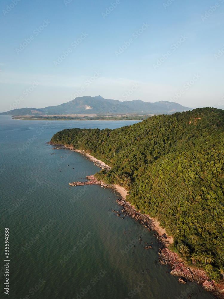 Aerial view Pulau Sayak. Background is Gunung Jerai.