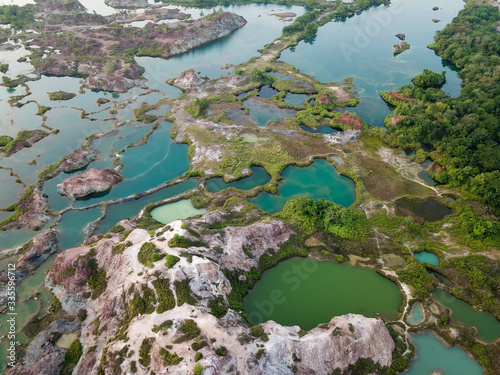 Aerial view green lake at Guar Perai.
