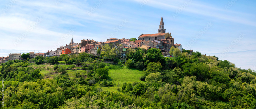 Panorama vew to the idyllic village buje in Istria, Croatia