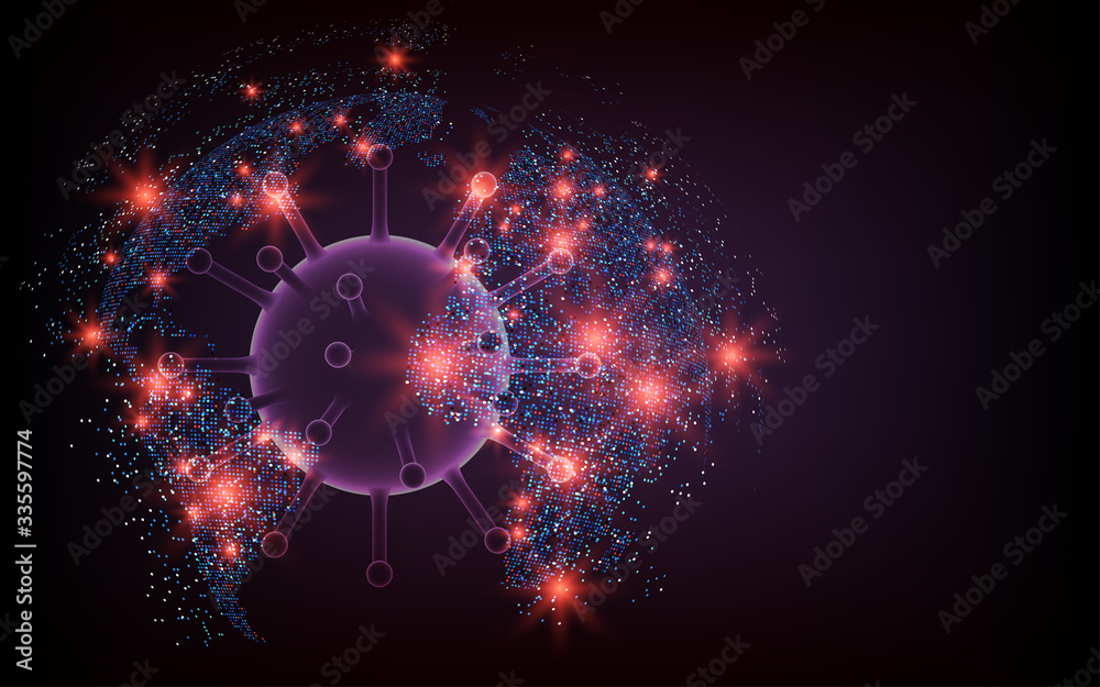 virus corona inside world map show spread all around the world , abstract epidemic concept. virus corona inside world map show spread all around the world , abstract epidemic concept.