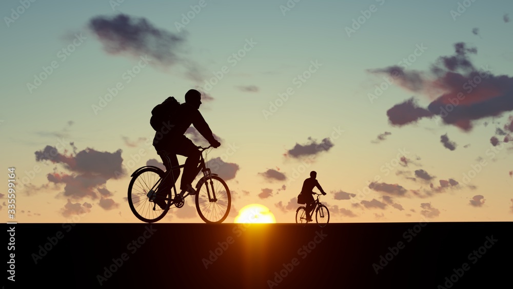 Obraz premium People at Sunset 3D Rendering