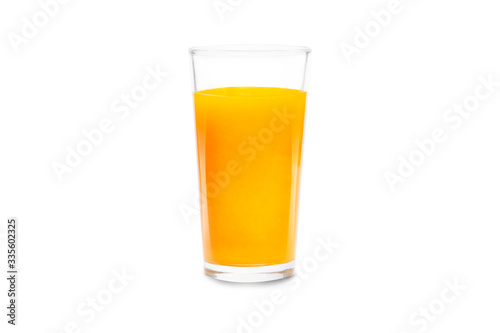 Orange juice glass isolated on white background.Freshly squeezed orange juice for health.