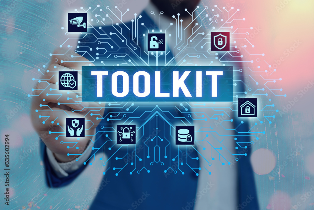 Handwriting text Toolkit. Conceptual photo set of tools kept in a bag or box and used for a particular purpose