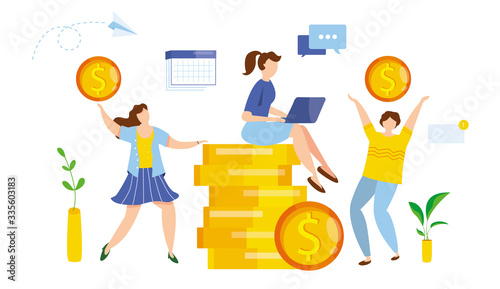 Modern vector illustration of teamwork. Business concept of team metaphor. Business partnership. Brainstorm. Investment. New project financing. People prepare to new business start up.