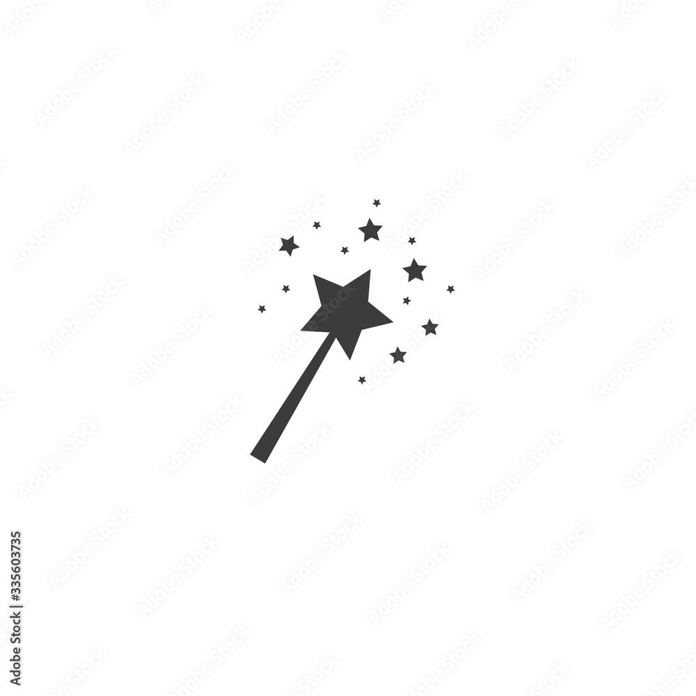 Fairy magic wand with star isolated on white background, vector illustration Fairy magic wand with star isolated on white background, vector illustration