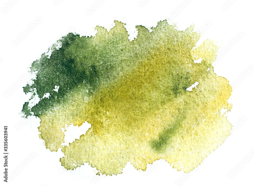 Watercolor abstract background. Watercolor green yellow colorful texture.