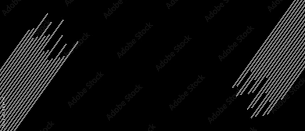 Rectangle angled white stripes left side and right side on solid minimal black background. Rectangle angled white stripes left side and right side on solid minimal black background.