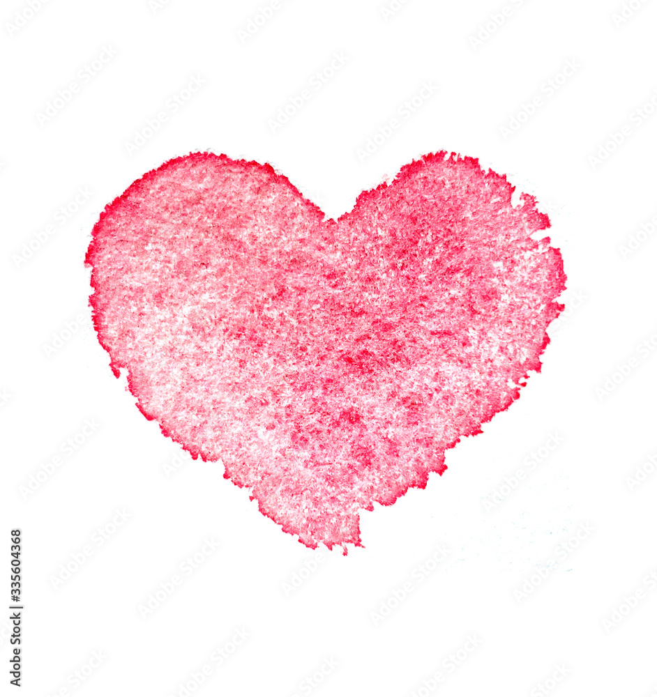 Watercolor red heart. Abstract background. Watercolor colorful texture.