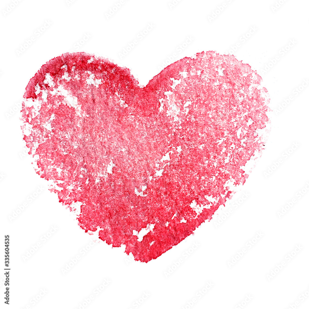 Watercolor red heart. Abstract background. Watercolor colorful texture.