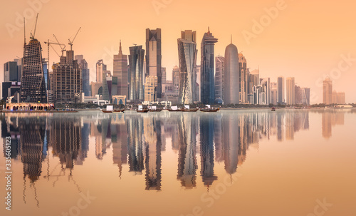 The skyline of West Bay and Doha City  Qatar
