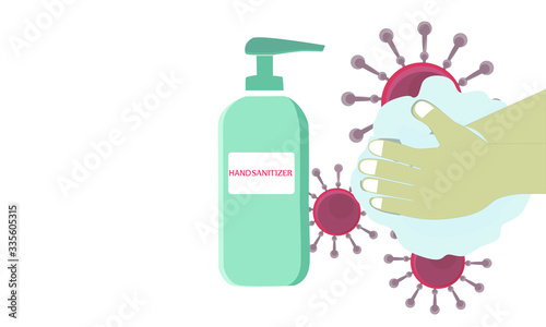 hand sanitizer concept with keep hands clean from virus corona or covid19