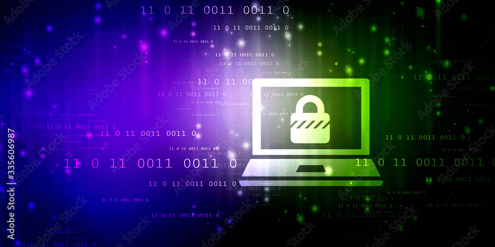 2d illustration Safety concept: Closed Padlock with laptop on digital background 2d illustration Safety concept: Closed Padlock with laptop on digital background