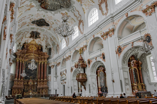 Interior of the Jesuitenkirche (Jesuit Church) in Luzern, Switzerland.