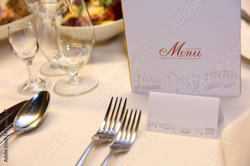 Stylish table setting in the restaurant for special guests.