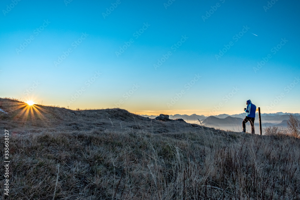 Winter sunset from an alpine peak of Friuli-Venezia Giulia