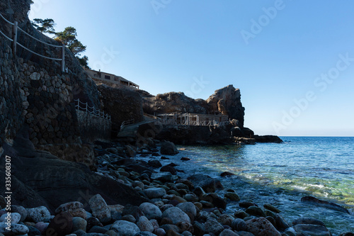 Cala Estellencs, is a stone and rock beach located in Estellencs, Mallorca, Spain. There is a cliff on the promenade of the cove and on the side there is a small jetty.