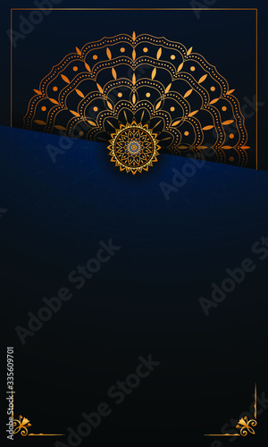 
Luxury Mandala Islamic Background with Golden Arabesque Pattern, 
Ornamental Background . Wedding card, Cover.