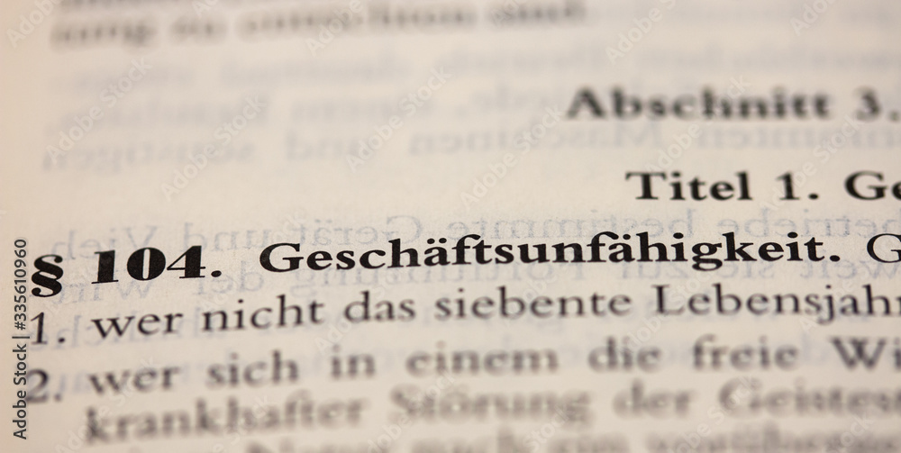 Gesetz zur Geschäftsunfähigkeit in § 104 BGB Gesetz zur Geschäftsunfähigkeit in § 104 BGB