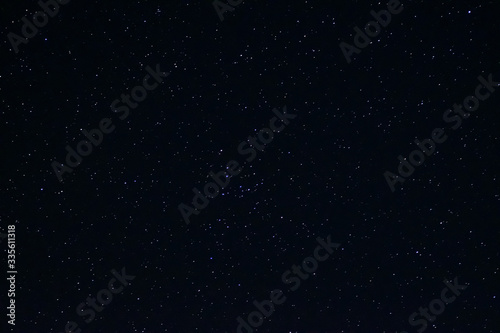 Long exposure night photo of a bright stars. A lot of stars with constellations. Far from the city. Night landscape. photo