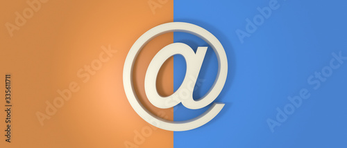 Email sign on wall background, banner, copy space. 3d illustration