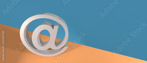 Email sign on wall background, banner, copy space. 3d illustration