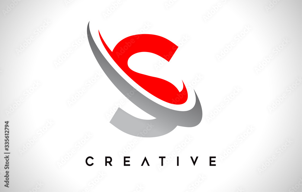 Letter S Logo. S Letter Design Vector with Red Gray Swash Vector Letter S Logo. S Letter Design Vector with Red Gray Swash Vector