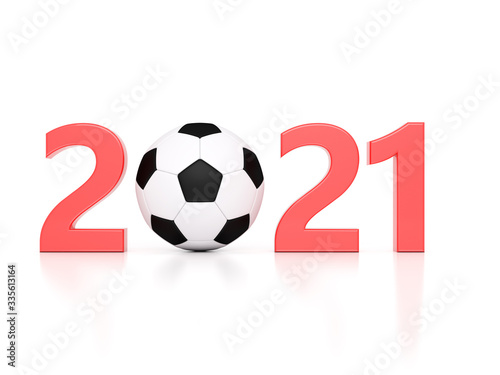 New Year 2021 Creative Design Concept with Football - 3D Rendered Image 
