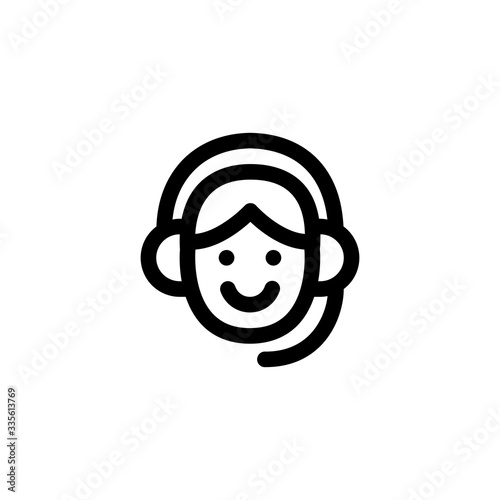 Customer Service Avatar E-Commerce Outline Icon Vector Illustration
