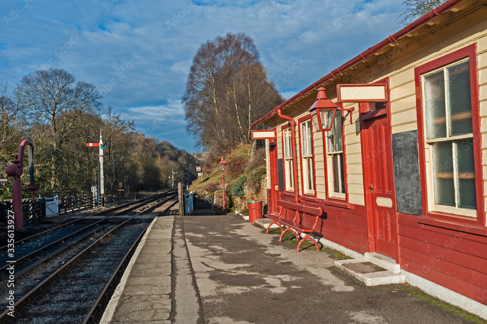 Train tracks at an old station platform