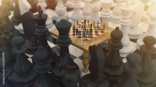 Chess board game concept for ideas and competition and strategy or Simulation Hypothesis, Theory concept. 3d rendering