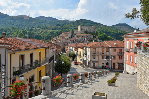 Panoramic view of Brienza, a village in the mountains of the Basilicata region in Italy