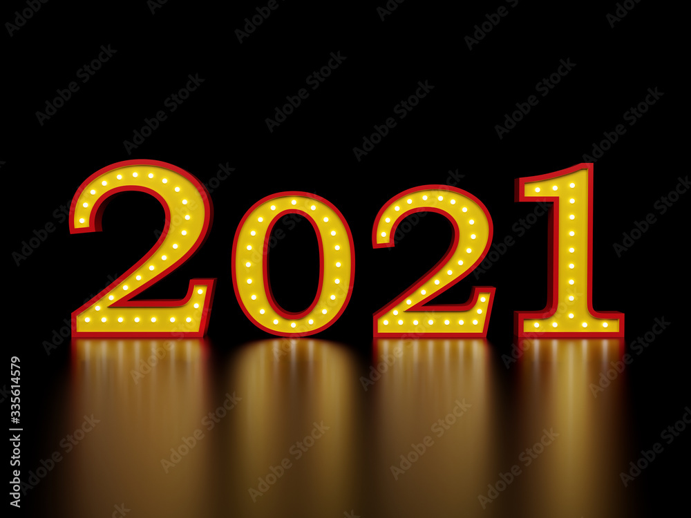 New Year 2021 with neon lights Creative Design Concept - 3D Rendered Image New Year 2021 with neon lights Creative Design Concept - 3D Rendered Image