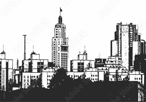 Sao Paulo skyline sketch illustration