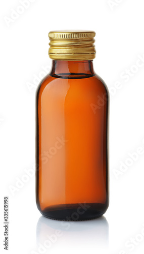 Front view of medical glass bottle