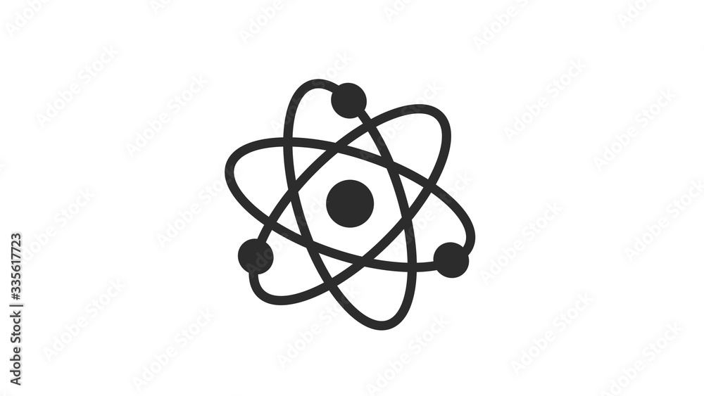 White background black atom,atom icon White background black atom,atom icon