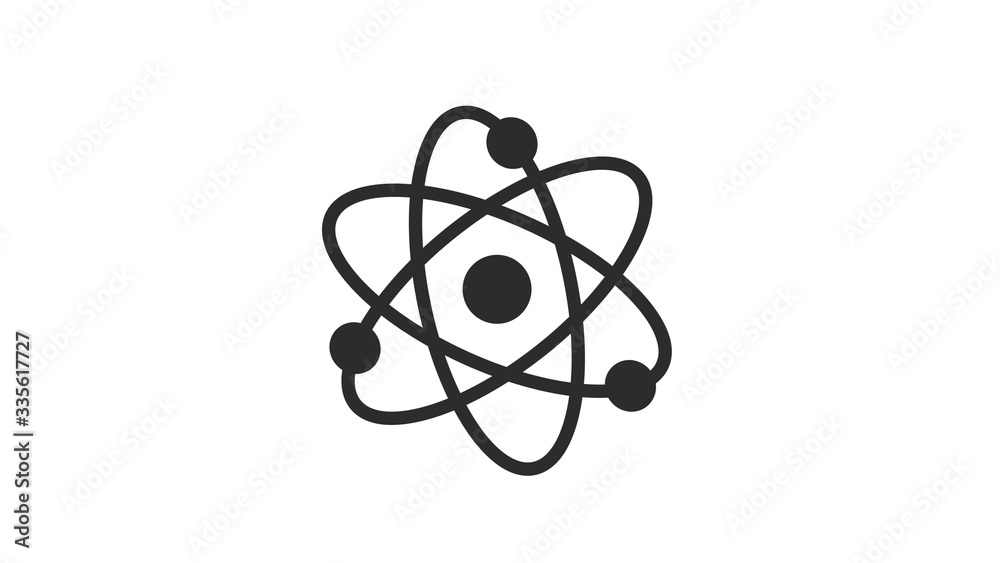 White background black atom,atom icon