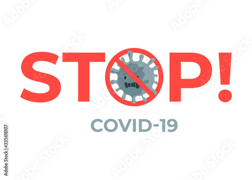 Stop virus COVID-19 flat banner concept. Novel coronavirus outbreak and global pandemic.