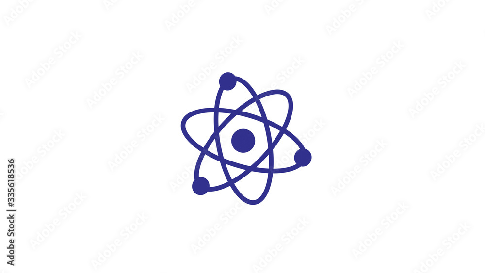 Amazing blue dark atom icon,Atom icon on white background Amazing blue dark atom icon,Atom icon on white background